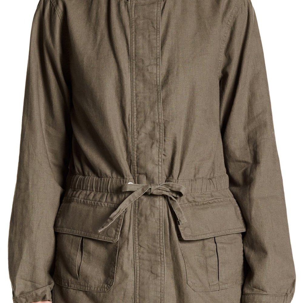 New JACKET Linen Cotton Hood Coat Topper Women's 4 Washable NWOT - Picture 5 of 7